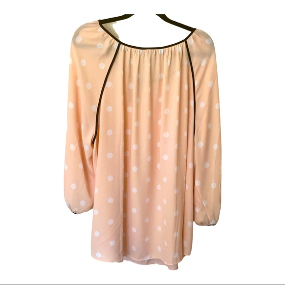 Peach blouse with white circles - Picture 3 of 3